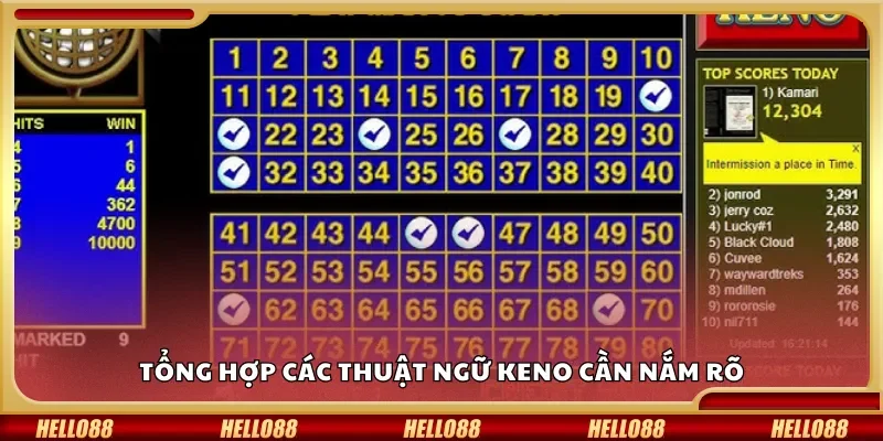 Tổng hợp các thuật ngữ Keno cần nắm rõ